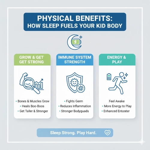 Learn how quality rest boosts kids’ growth, brain power, immunity, and school performance, with easy sleep tips.
